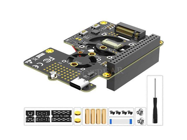 Pi 5 PCIe to M.2 NVMe SSD Hat 3in1 With Dual Fan 2280 2242 2230