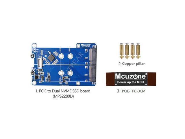 MPS2280D Pi5 PCIe to M.2 NVMe Dual SSD Adapter Board HAT Pi5 Double 2280 (Support BOOT from NVME SSD