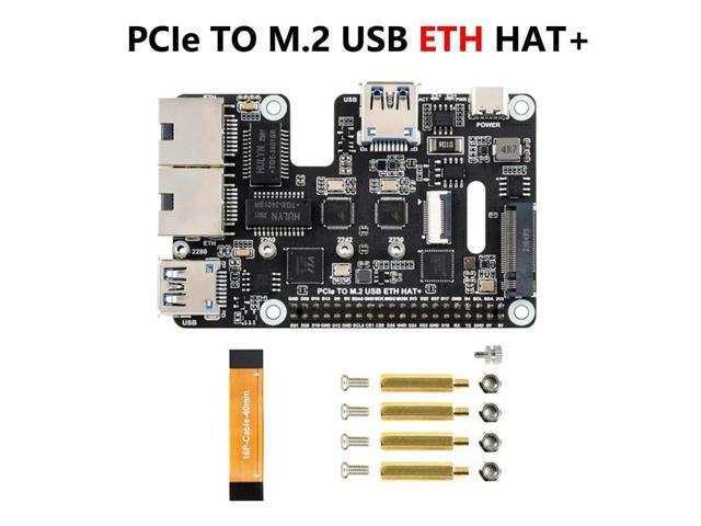 Pi 5 PCIe to USB3 HUB Double 2.5G ETH RJ45 and M.2 NVMe SSD PI5 Expansion board HAT+