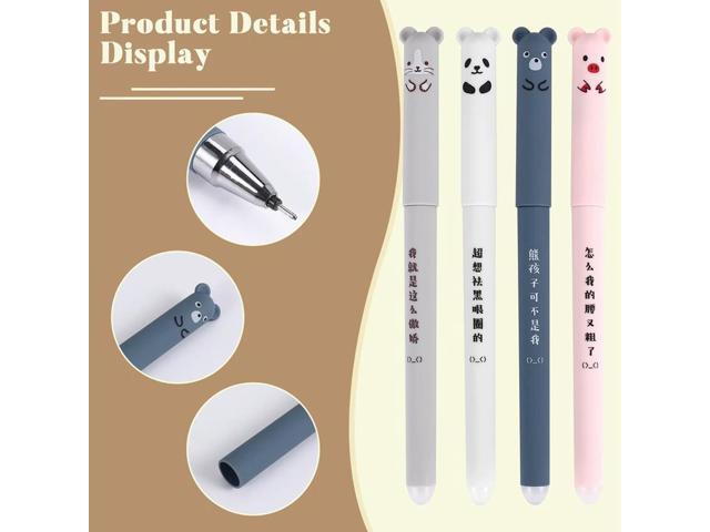 4 Pcs/Set Cute Animal Panda Mouse Erasable Gel Ink Pen 0.35Mm Gel Pen School Office Supply Gift Students Stationery