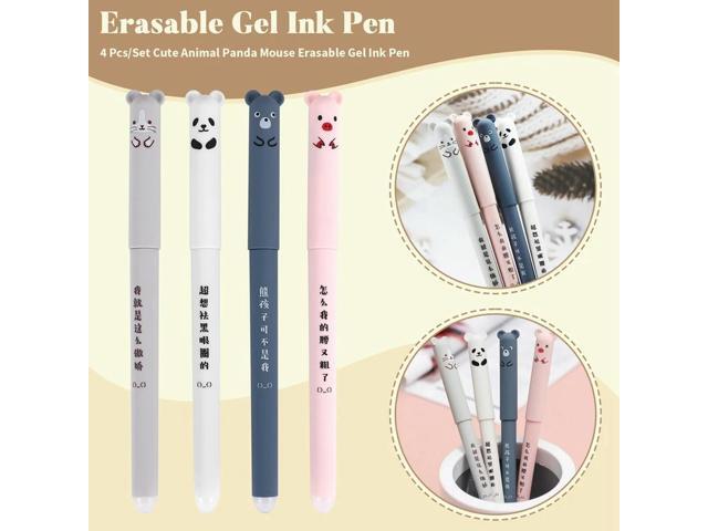 4 Pcs/Set Cute Animal Panda Mouse Erasable Gel Ink Pen 0.35Mm Gel Pen School Office Supply Gift Students Stationery