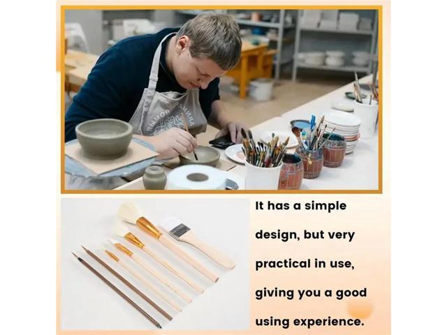7 Pieces Glaze Tools, Pottery Supplies Different Shapes Of Pottery Glaze Brushes For Pottery Acrylic Oil