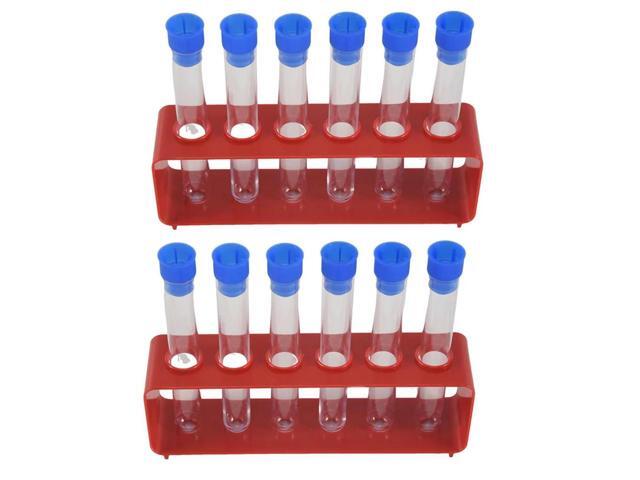 1 Sets 15 X 100Mm With Rack Clear Test Tubes With Caps And 6 Holes Holder Rack Nurse Party Decoration