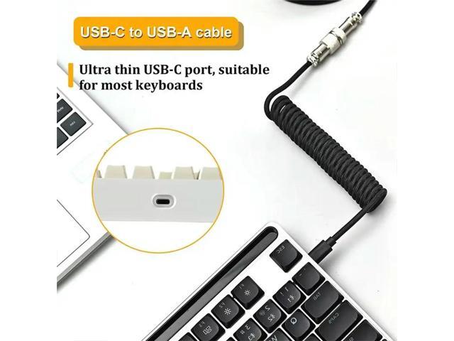 Usb Keyboard Cable Black Coiled Keyboard Usb Type C Cable DIY Aviation Plug Cable Connector Gaming Usb Keyboard Cable