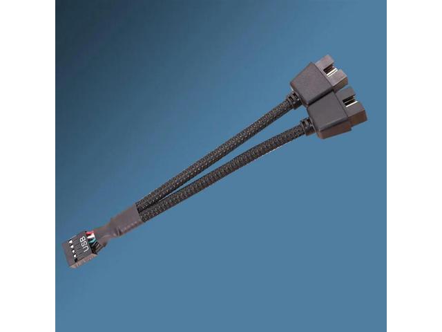 2Pcs Computer Motherboard USB 2.0 9 Pin To Dual 9 Pin Extension Cable Y Splitter Audio HD Extension Cable