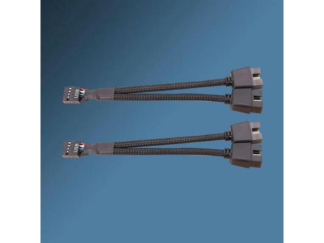 2Pcs Computer Motherboard USB 2.0 9 Pin To Dual 9 Pin Extension Cable Y Splitter Audio HD Extension Cable