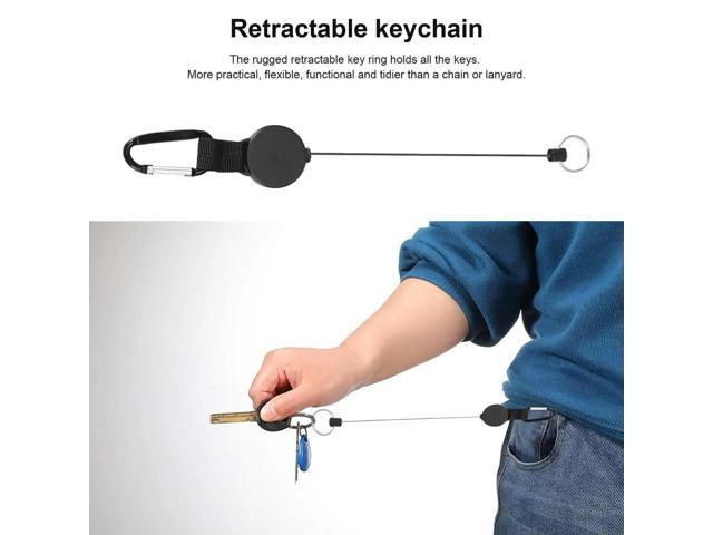 4 Pieces Heavy Duty Retractable Keychain Retractable Badge Holder Reel Clip With 64Cm Steel Wire Rope