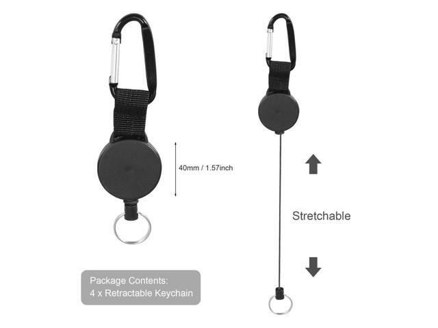 4 Pieces Heavy Duty Retractable Keychain Retractable Badge Holder Reel Clip With 64Cm Steel Wire Rope