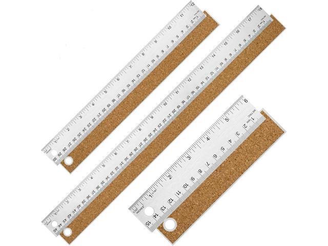3 PCS l Ruler With Cork Backing, As Shown 6+12+18 Inch Stainless Steel Rulers - Imperial And Metric For School Office Too