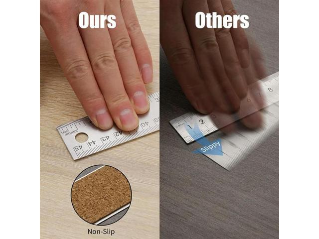 3 PCS l Ruler With Cork Backing, As Shown 6+12+18 Inch Stainless Steel Rulers - Imperial And Metric For School Office Too