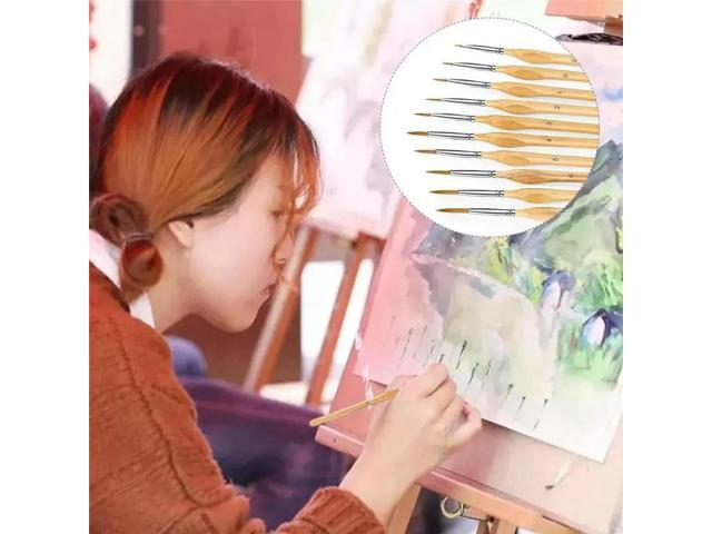 Set Of 10 Brushes Thin Brushes For Acrylic, Watercolor, Face, Nails, Scale Model Painting, Line Drawing