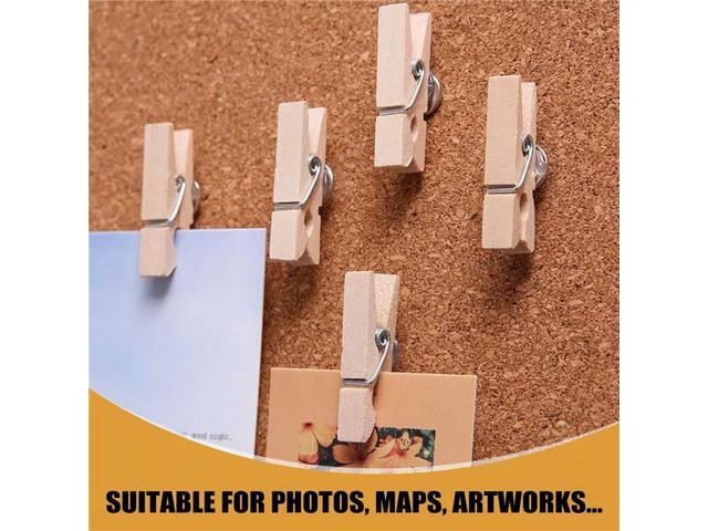 Push Pins With Wooden Clips 50Pcs Thumbtacks Pushpins Creative Paper Clips Clothespins For Cork Board And Photo Wall Offices