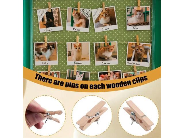 Push Pins With Wooden Clips 50Pcs Thumbtacks Pushpins Creative Paper Clips Clothespins For Cork Board And Photo Wall Offices