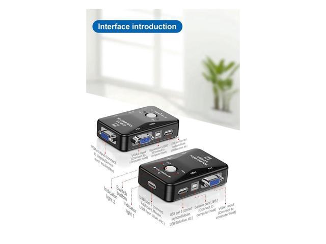 USB 2.0 KVM Mouse Switcher Keyboard VGA Splitter Box Sharing Switch USB KVM Switch 2 Port VGA SVGA Switch Box Durable
