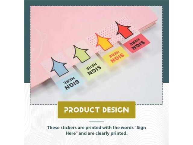 500Pcs Sign Here Stickers,els Stickers Adhesive Sign Here Tabs Sign Post Here Flags For Home Office School (4 Colors)