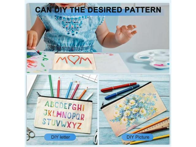 10Pcs Canvas Makeup Bags Canvas Zipper Pouch Bags Pencil Case DIY Craft Bags For Travel DIY Craft School Colorful Zipper