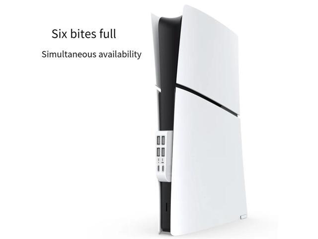 For PS5 Slim 6-In-1 USB 2.0 HUB Data Transfer Extender USB Multi-Function Splitter Easy Install White