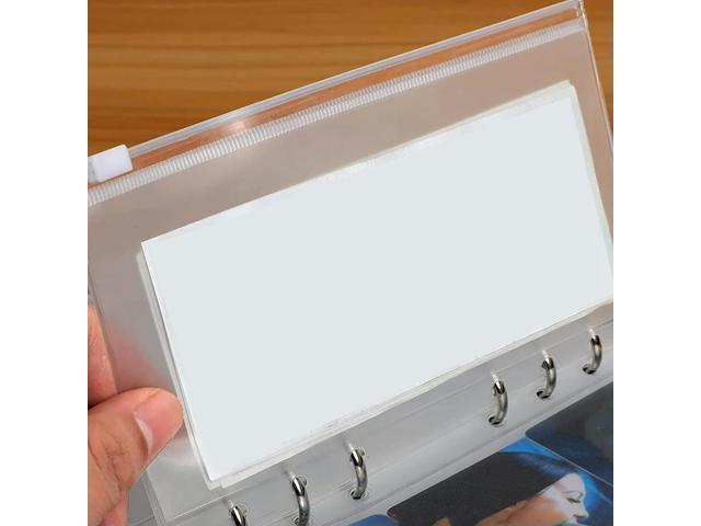16PCS A6 Binder Pockets 6 Holes Budget Cash Envelopes Clear Zipper Folders For 6-Ring Budget Binder Notebook