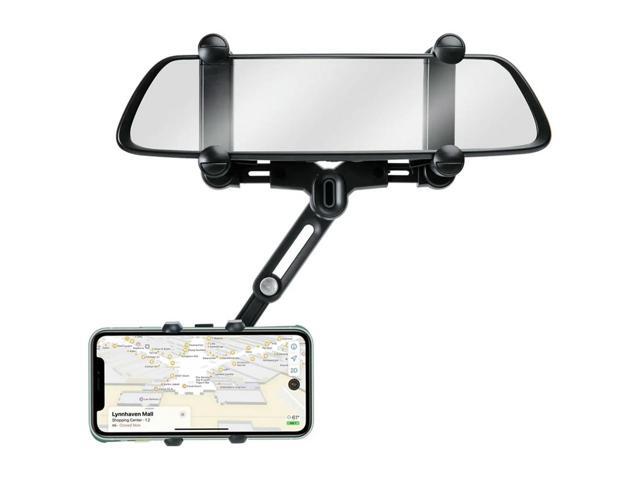 Rear View Mirror Phone Holder for Car, 360° Rotatable and Retractable Car Phone Holder, 4 Claws More Stable Phone