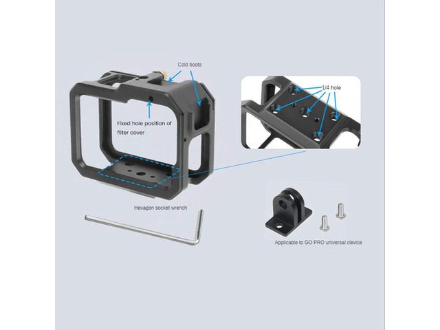 Frame Case Camera Cage For Gopro Hero 9 10 11 Action Camera Double Cold Shoe Mount Form-Fitted For Cooling Cage