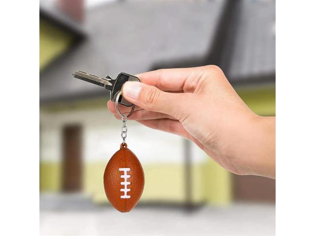 24 Pack Football Keychains,Mini Rugby Stress Ball Keychains,Sports Ball Keychains,School Carnival Reward For Boy Girls