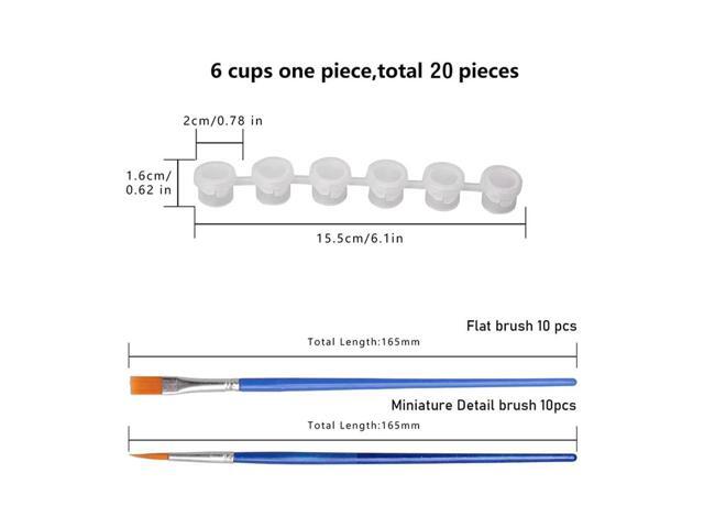 40 Strips 120 Pots Empty Paint Strips And 40 Pieces Paint Brushes,Paint Cup Clear Plastic Containers,3Ml/0.17Oz
