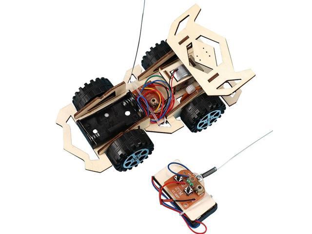 DIY RC Car Toys Assembly Wooden Building Vehicle Toys Racing Car Toy Scientific Experiment Model Kits Gift For Kids