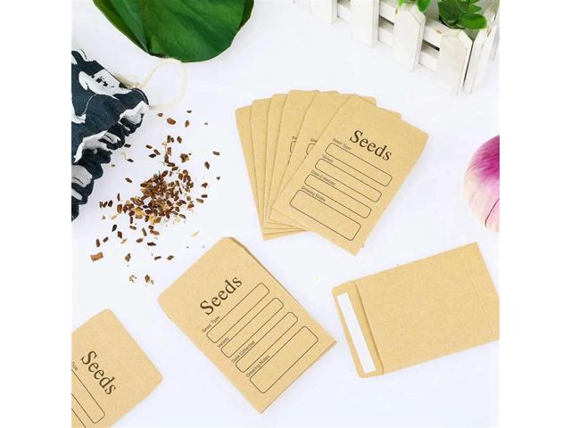 200 Pcs Seed Envelopes 3.54 X 2.36 Inch Brown Kraft Paper Seed Packets Envelopes Reseale Self Sealing Seed Packets