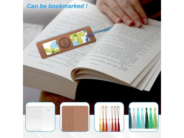90Pcs Resin Bookmark Holder,30Pcs Kraft Bookmark Sleeves 30Pcs Clear Acrylic Bookmarks 30Pcs Colorful Bookmark Tassels