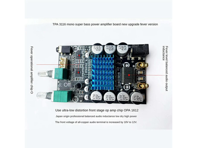TPA3116 Subwoofer Amplifier Board Audio Board Mono Power Amp Sound Amplifier 100W Amplifier Board DC9-24V, Durable