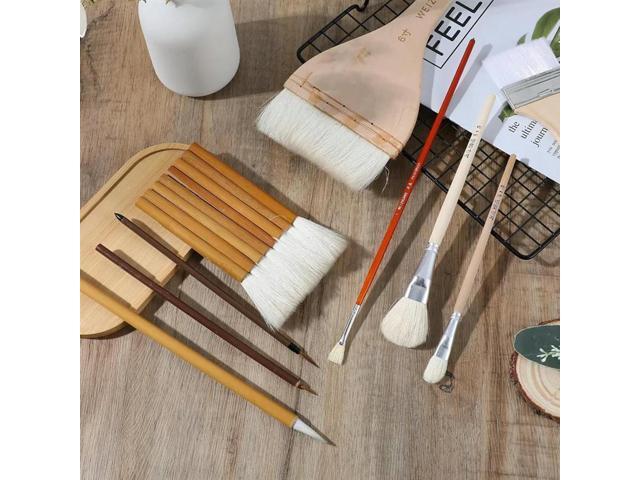 9 Pcs Pottery Glaze Brushes Brushes Set For Pottery Acrylic Watercolor Wool Art Paint Brush Sets For Painting