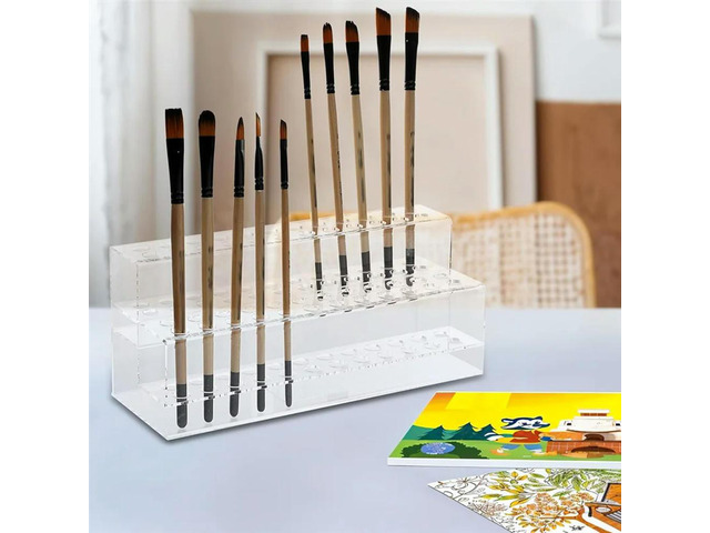Pen Display Stand 48-Slots Acrylic Pen Holder 2 Tier Pencil Display Desk Stand Clear Eyebrow Pen For Home Office School