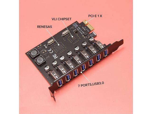 USB 3.0 PCI-E Expansion Card Adapter 7 Ports Hub Adapter External Controller PCI-E Extender PCI Express Card For Desktop
