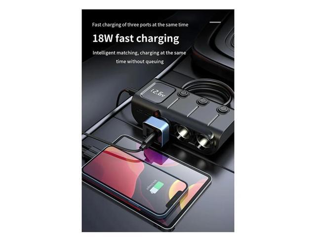Car Charger Socket Splitter 3 Type-C PD 36W 3 USB Fast Charging Switch 120W High Power Adapter Easy Install Easy To Use