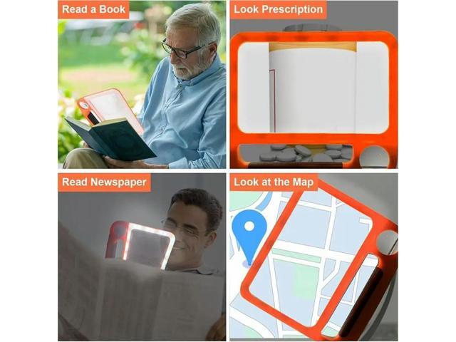 Reading Magnifying Glass Magnifying Glass For Reading Handheld Illuminated Magnifier Folding Loupe Large Lens For Seniors Ora