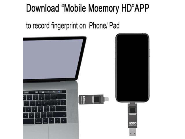 Fingerprint Encrypted U Disk Mobile Phone Computer Dual-Use High-Speed Transmission Flash Memory 128G for