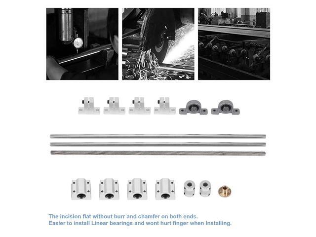 15Pcs 400Mm Optical Axis Guide Bearing Housings Linear Rail Shaft Support Screws Set