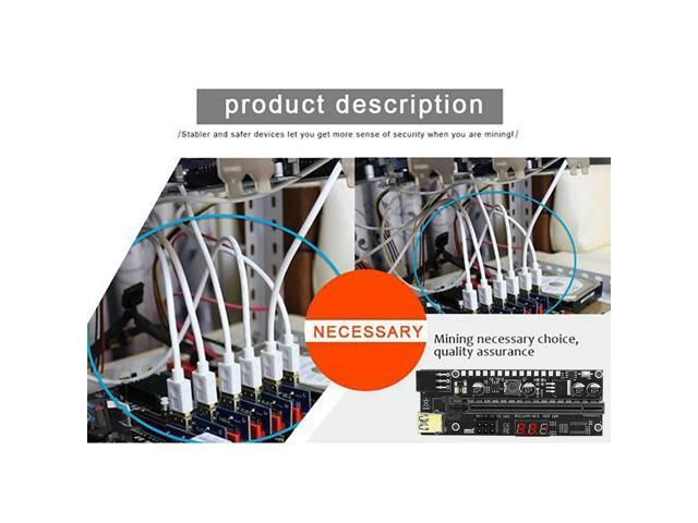 PCIE Riser 1X To 16X Graphic Extension Card With 3.3V Digital Meter Display And 3528 Colorful LED For BTC Mining