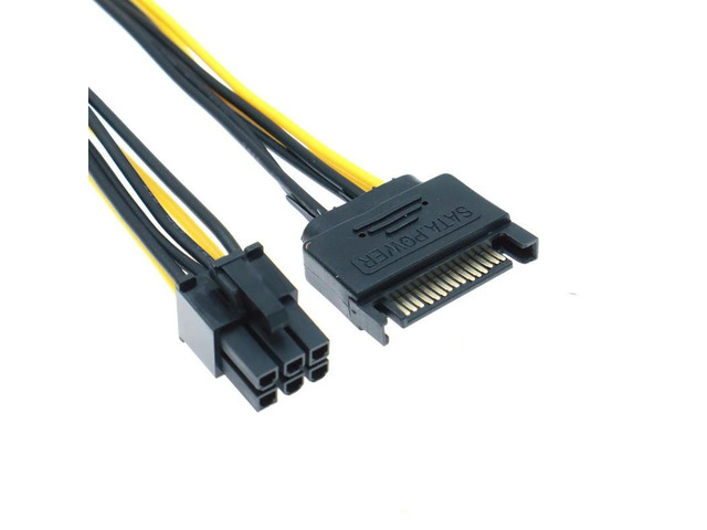 SATA 15Pin Male to 6Pin Male Graphics Card Power Cord, SATA Powered by Power Supply Cable,15P to 6P Reverse Power Supply Cable