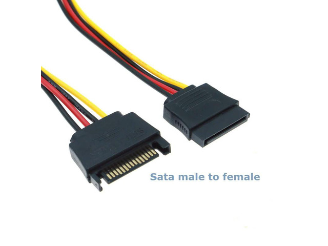 11.8 Inch 15 Pin SATA Power Extension Cable - SATA Power Male to Female Extender - Hard Drive Power Cable, SSD Power Cable