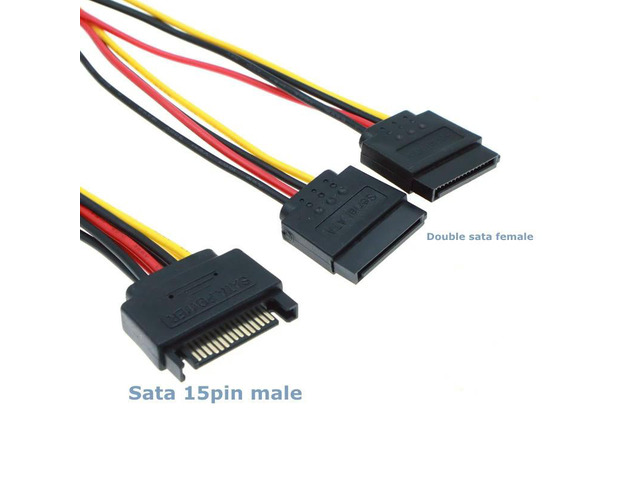0.2m SATA II Computer Case 15Pin SATA Male to 2 Female 15Pin Power Hard Disk Distributor 1 to 2 Extension Cable