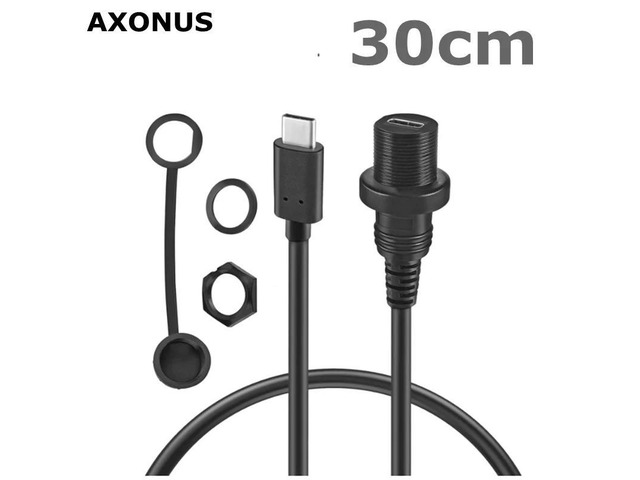 Type-c USB Male-to-Female 2.0 IP 67 Waterproof USB 3.1 Extension Cable With Panel Mount Connector for Ship, Car, Yacht, 0.3m