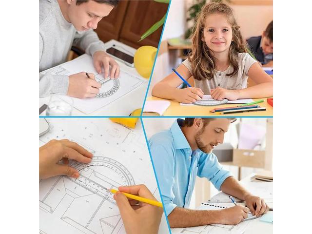 Clear 6 Inch Plastic Protractor Set- 10 Pack 180 Degree Measurement Geometry Tools For School, Office, Classroom