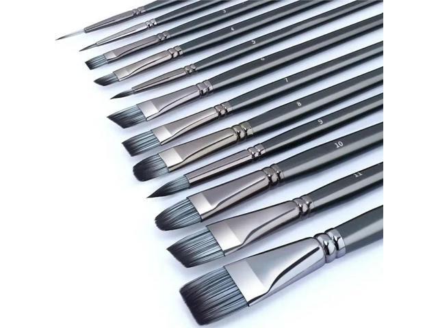 For Versatile Media Painting For Watercolor, Acrylic, Gouache, Oil 12Pcs Artist Paint Brush Set Ideal