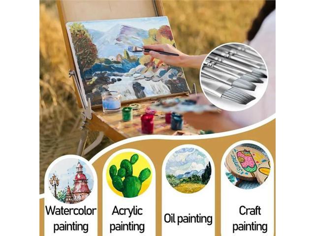 For Versatile Media Painting For Watercolor, Acrylic, Gouache, Oil 12Pcs Artist Paint Brush Set Ideal