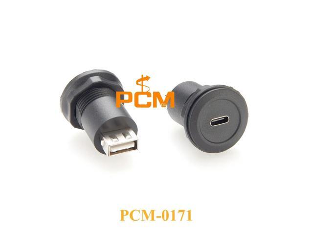 USB-A to Type-C Adapter Round Panel Mount Dash Mount coupler Compatible with Harting Har-Port for Industrial patch panel1pc