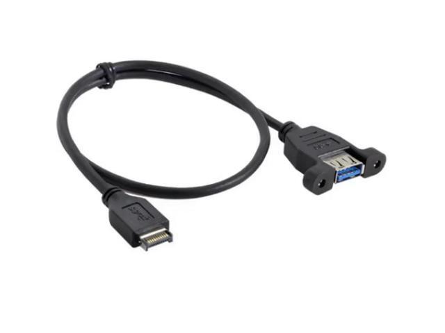 50cm USB 3.0 Female Pair Type-e Computer Host Rear Motherboard Connection Cable With Panel Mounting Screws To Secure Data Cable
