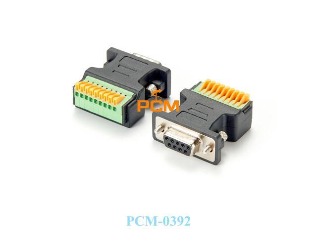 DB9 Female Solderless Breakout Connector D-Sub 9Pin to Spring Crimp Wiring Press Terminal Block DB9 Quick Connect Adaptor