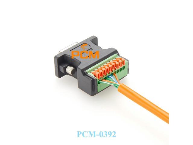 DB9 Female Solderless Breakout Connector D-Sub 9Pin to Spring Crimp Wiring Press Terminal Block DB9 Quick Connect Adaptor