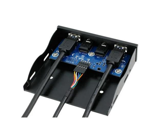 2 Port USB 3.0 Hub Splitter HD Audio 3.5mm Earphone Jack Mic Interface Front Panel Bracket Adapter for PC 20 Pin 3.5' Floppy Bay